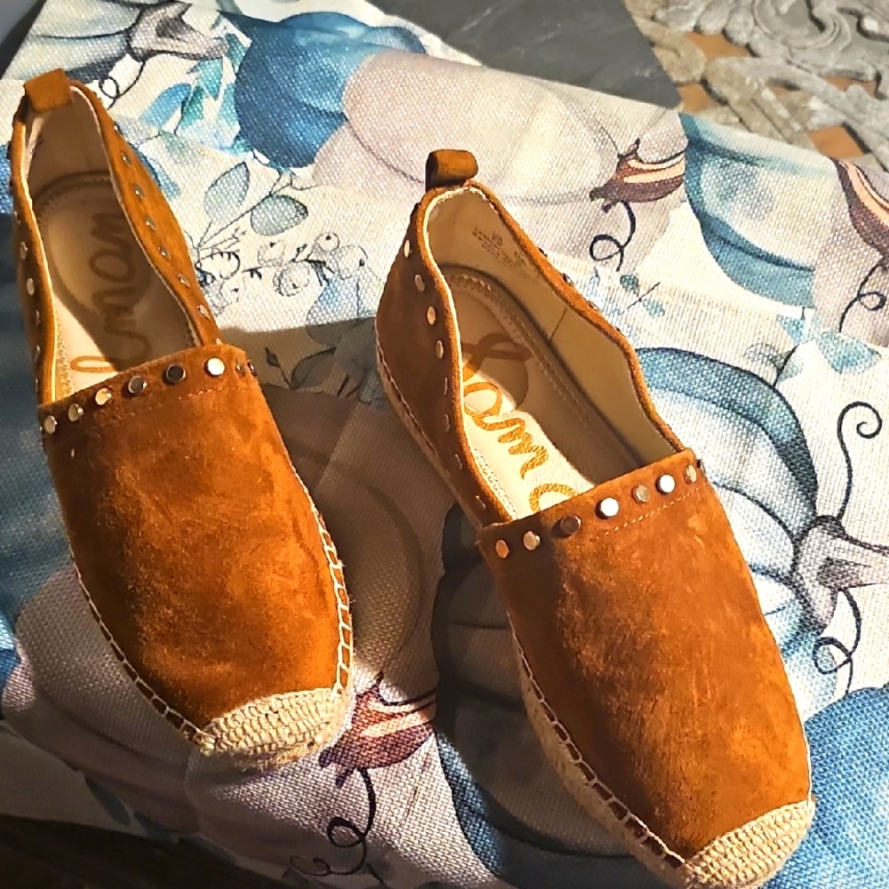 Sam Edelman Tan Suede Flats with Metallic Studs